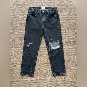 Etica Rhea Mid Rise Straight‎ Jeans Size 27 Black Distressed
